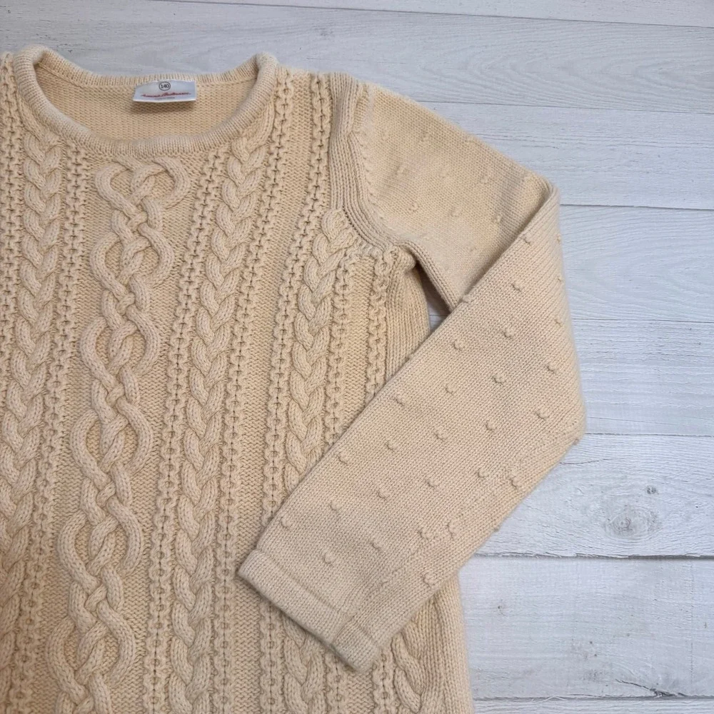 Hanna Andersson girls off‎ white cotton merino wool sweater dress size 140/10